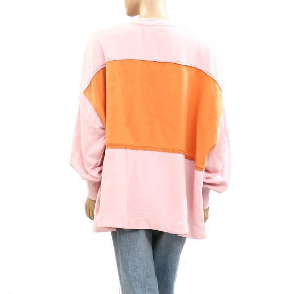 Free People Strawberry Sweatshirt Top Pullover Colorblocked Ribbed S NWD 284288 - Picture 6 of 9